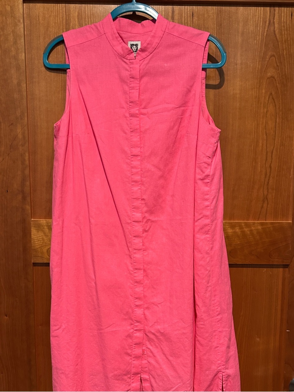 Anne Klein Linen Blend Sleeveless Hot Pink Shift Dress